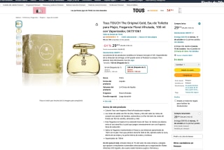 Tous TOUCH The Original Gold Eau de Toilette Mujer Floral Afrutada 100 ml con Vaporizador por 29,20€