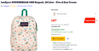 JanSport Superbreak rugzak 26L voor €14,80 bij Bol