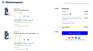 2e halve prijs op Philips Hue slimme verlichting bij Bol.