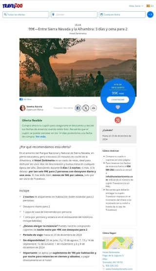 En Parque Nacional Sierra Nevada 3 días y cena para 2 por 99€.