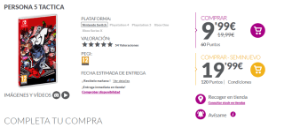 Videojuego Persona 5 Tactica Nintendo por 9,99€