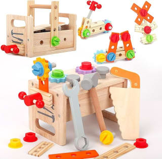 Owelth houten speelgoed gereedschapskist voor €9,99 bij Amazon NL