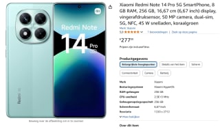 Redmi Note 14 Pro 5G, 8GB ram, 256GB opslag Groen voor €277 bij Amazon.