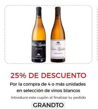 25% dto para Por la compra de 4 o más unidades en selección de vinos blancos