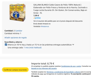 8 Bricks Gallina Blanca Caldo Casero de Pollo 100% Natural de 1 litro por 8,79€