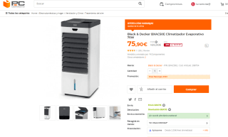 Climatizador Evaporativo 75W marca Black & Decker BXAC50E 75W por 75,90€