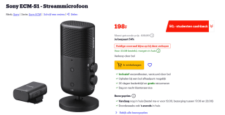 Sony ECM-S1 - Streammicrofoon voor €198 bij Bol