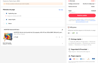 Monitor HGFRTEE táctil portátil de 15,6 pulgadas por solo 63,10€