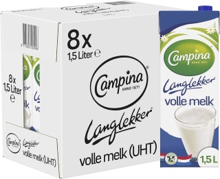 Campina Langlekker volle melk 12 pakken voor €12 bij Amazon