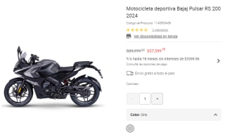 Motocicleta Bajaj Pulsar RS 200 2024 por $57,599 en Liverpool