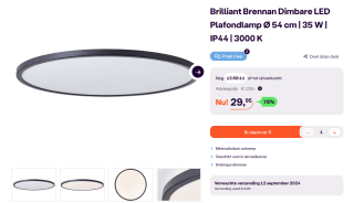 Brilliant Brennan Dimbare LED Plafondlamp Ø 54 cm voor €29,95 bij iBOOD