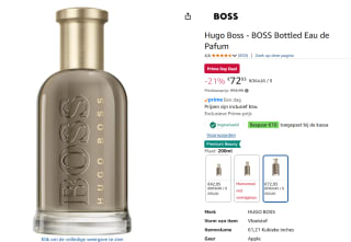 Hugo Boss Bottled Eau de Parfum 200ml voor €62,93 dmv code met Amazon prime