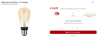 Philips Hue Filament White ST64 E27 Edison voor €14,99 bij Alternate Belgie