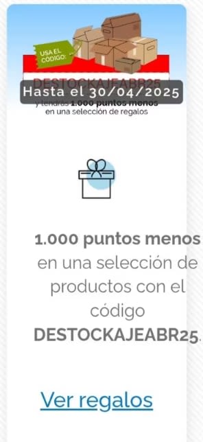 Travel Club 1000 puntos menos en regalos