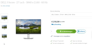 Dell S2722QC 27" 4K monitor voor €255,19 bij Acknowledge