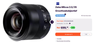 Zeiss Milvus 2.0/35 ZE-mount voor €469,95 bij ibood