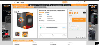 Procesador AMD Ryzen 5 5600X 4.6Ghz Socket AM4 Boxed por solo 123,95€