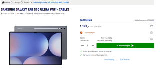 Samsung Galaxy Tab S10 Ultra 14,6 inch 1TB Wifi Grijs voor €1.149 bij Azerty