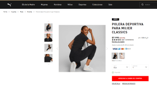 Polera Puma Classics para mujer por $7.990