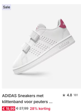 Diverse Adidas Advantage peuter- en kleuterschoenen vanaf €14,99 bij Decathlon
