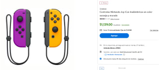 Nintendo Joy-Con Naranja y Morado por $839 en Walmart
