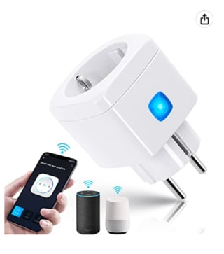 Enchufe Inteligente Wi-Fi, Mini Smart Plug 10A 2300W, con Control Remoto y Compatible con Alexa y Google Home por 6.8€