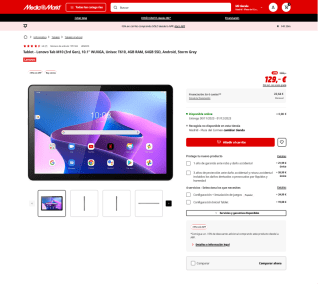 Lenovo Tab M10 3rd Gen 10.1" WUXGA Unisoc T610 4GB 64GB por 109,65€