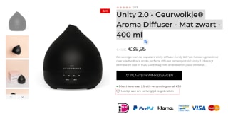 Unity 2.0 - Geurwolkje® Aroma Diffuser - Mat zwart - 400 ml voor 38,95 euro