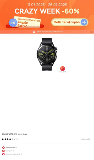 Huawei Watch GT 3 46mm marrón por solo 173,88€