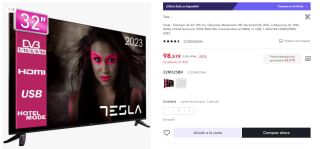 Tesla Televisor de 32" Resolución HD, WiFi, 2 Altavoces de 10W por 83,57€