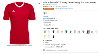 Adidas Entrada 22 heren shirt rood wit voor €8 bij Amazon