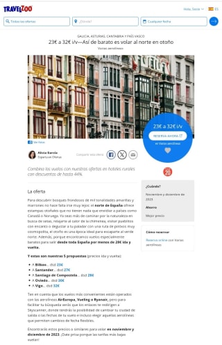 23-32€ ida/vuelta Vuelos al Norte de España.