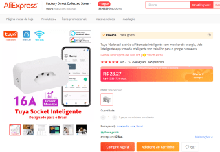 Tomada Smart de 16A - Google/Alexa - R$ 28,27