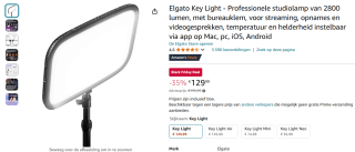 Elgato Key Light voor €129,99 bij Amazon