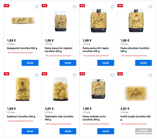 Pasta garofalo 3x2 en carrefour 3 packs por solo 3,76€