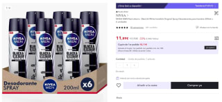 6 ud Men invisible black and white desodorante 200 ml spray (cuenta nueva por 7,13€)