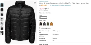 Only & Sons ONSCARVEN herenjas voor €15 bij Amazon