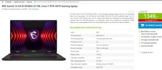 MSI Sword 16 HX B14VGKG-017NL Core i7 RTX 4070 Gaming laptop voor €1349 bij Megekko