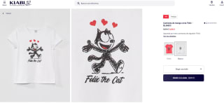 amiseta gato Félix con licencia rosa o blanca por 4€