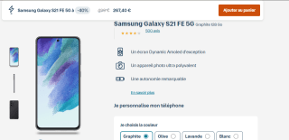 Smartphone 6,4" Samsung Galaxy S21 FE 5G à 267,40€