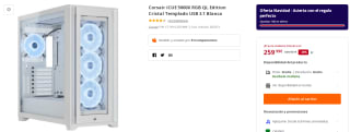 Caja Corsair iCUE 5000X RGB QL Edition Cristal Templado USB 3.1 Blanca por 259.99€