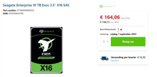 Seagate Exos X16 SAS (Standard model), 10TB voor €198,51 bij Senetic