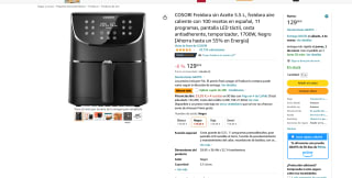 Freidora COSORI sin Aceite 5.5 Litros por 109€