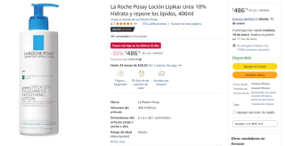 La Roche Posay Loción Lipikar Urea 10% por $487 en Amazon