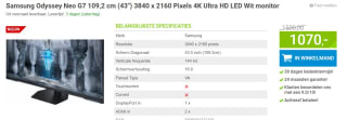 Samsung Odyssey Neo G7 109,2 cm (43") 3840 x 2160 Pixels 4K Ultra HD LED Wit monitor voor €1070 bij Megekko