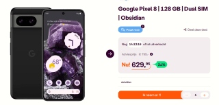 Google Pixel 8 - 128 GB Zwart voor €629,95 bij Ibood