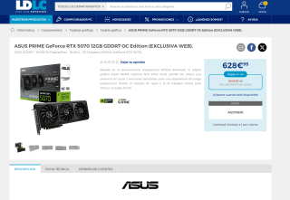 ASUS PRIME GeForce RTX 5070 12GB GDDR7 OC Edition por solo 628,95€