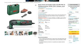 Bosch Home and Garden 0.603.102.000 PMF CE Multiherramienta 220W 220 V por solo 58,50€