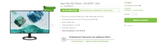 Ecran PC 24" Acer Vero RL242YE : FHD IPS 100Hz, 1ms, AMD Freesync à 119,90€
