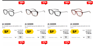Alle Jil Sander monturen voor €5 bij Sport Korting